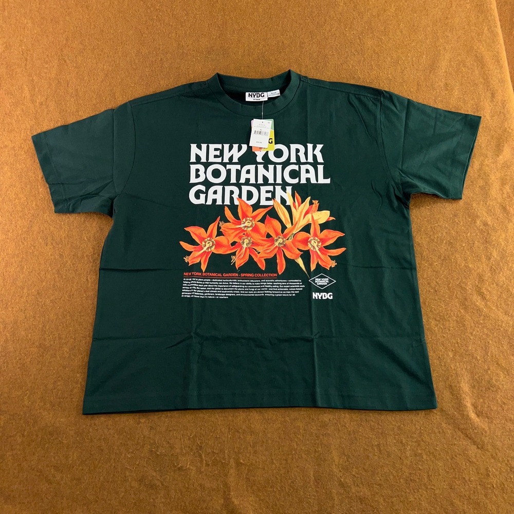 Cotton On Mens XL Green NYBG Floral Box Fit New York Botanical Garden T-Shirt
